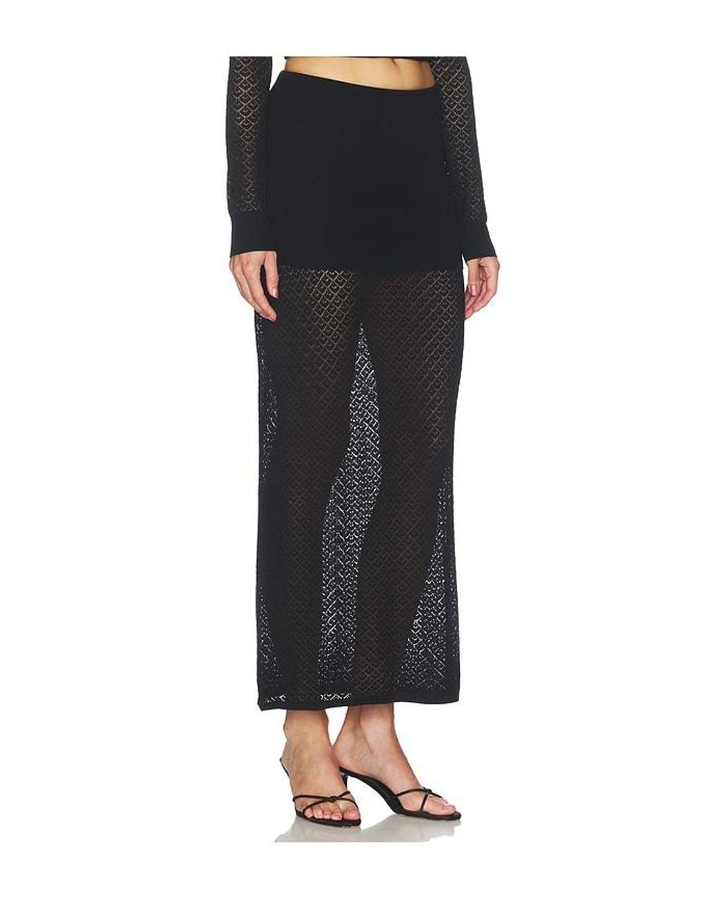 Lovers + Friends Black Belen Pointelle Skirt