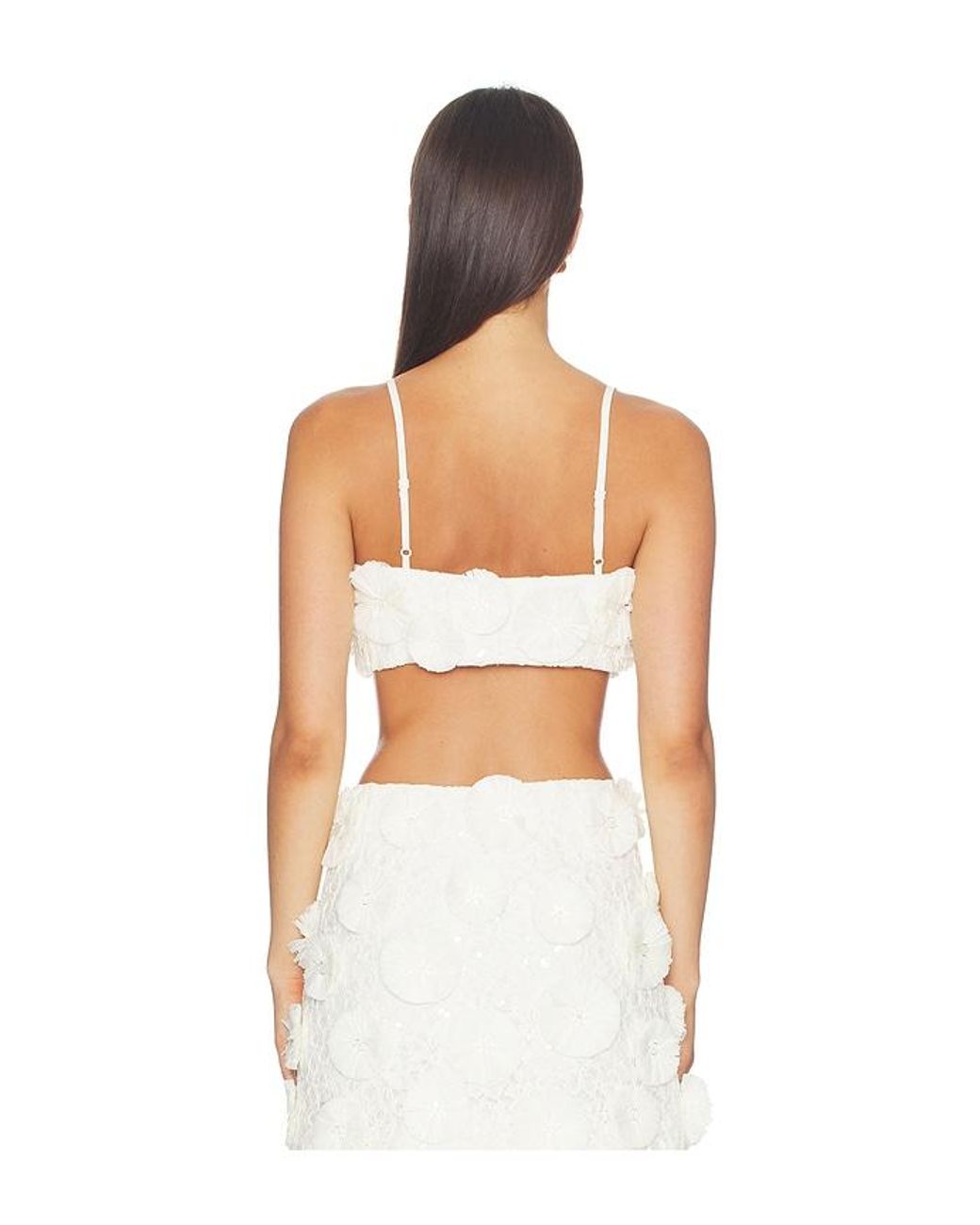 Jonathan Simkhai White Delia Floral Raffia Bra Top