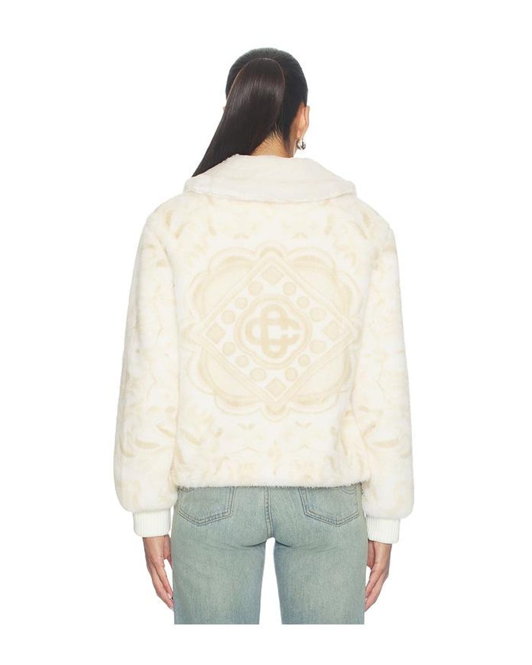Casablanca Natural Printed Faux Fur Jacket
