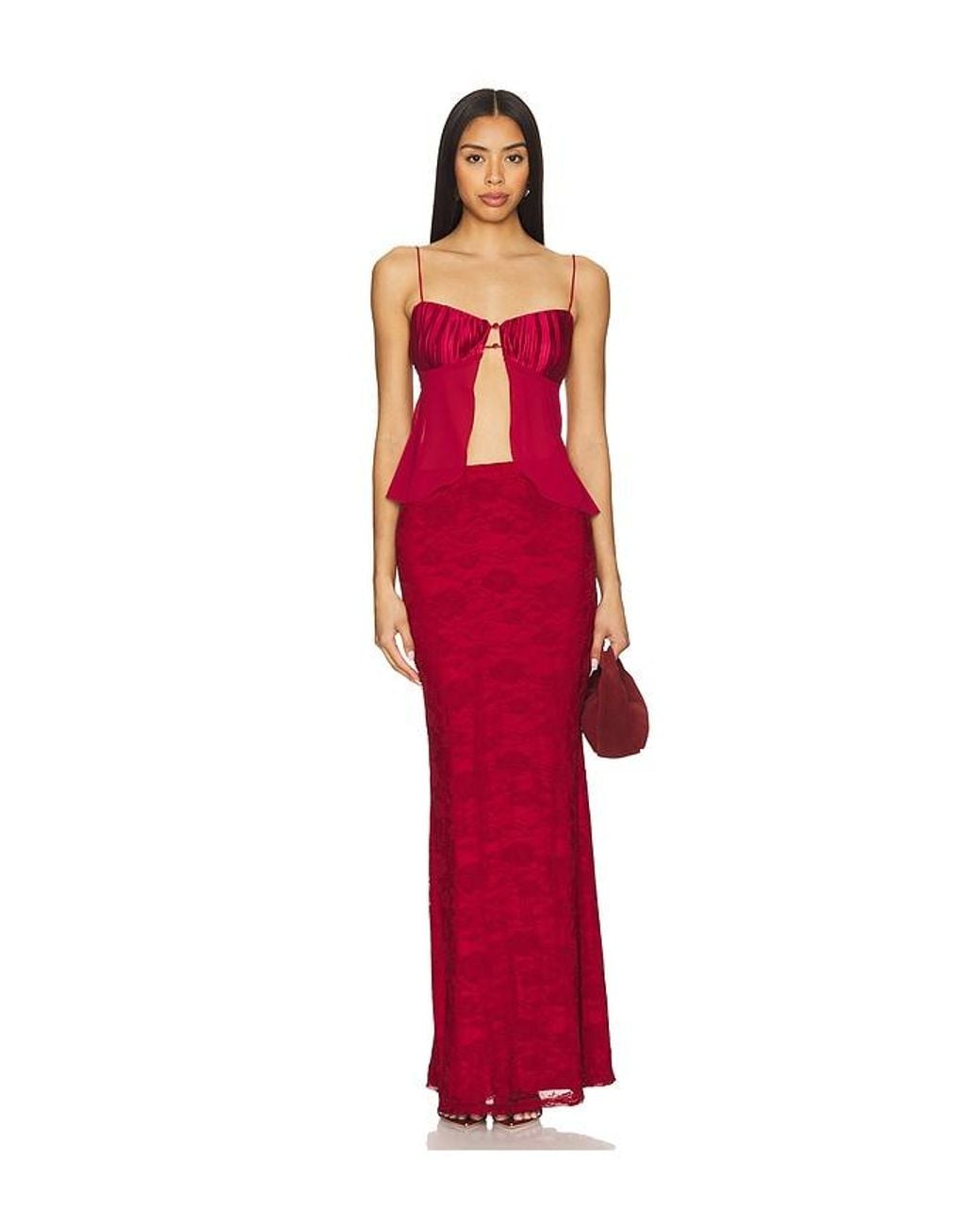 MORE TO COME Red Ceci Maxi Skirt Set