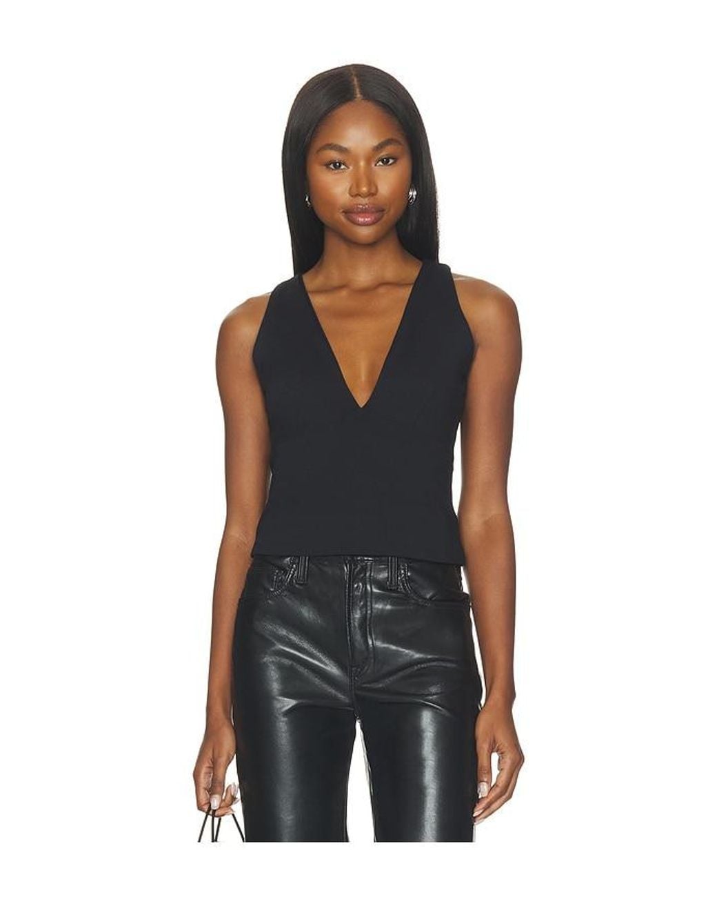 Susana Monaco Black V-Neck Tank