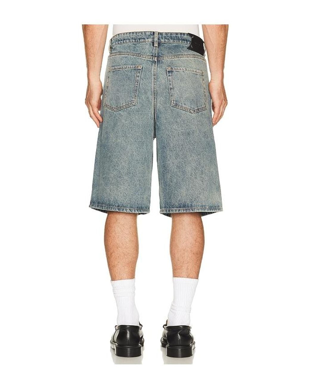 Daily Paper Blue Compact Shield Embroidery Denim Shorts for men