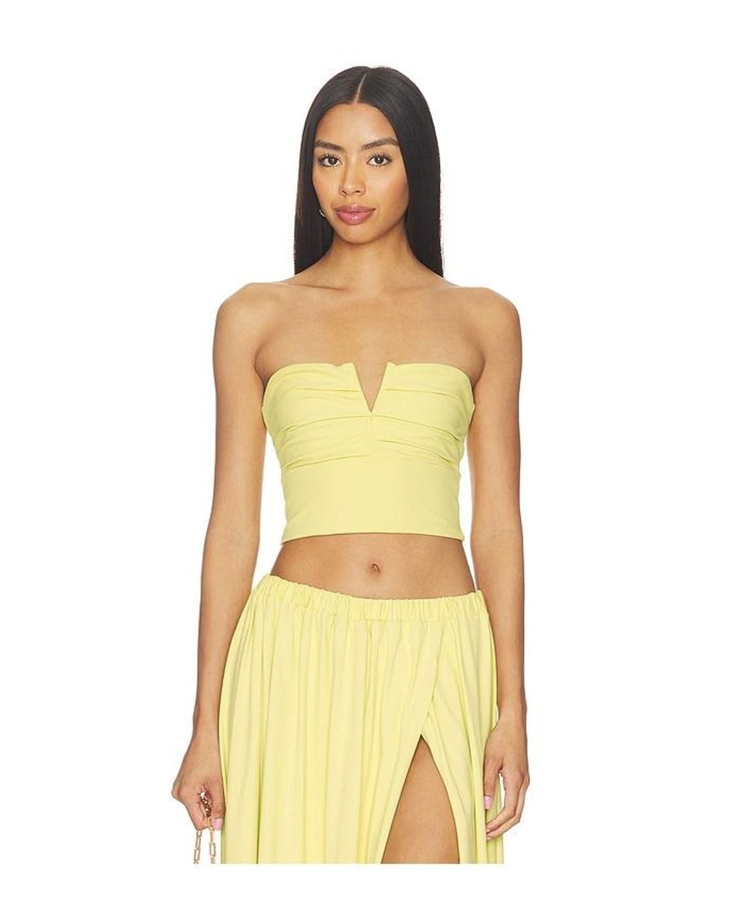 Susana Monaco Yellow V Wire Pleated Crop Tube