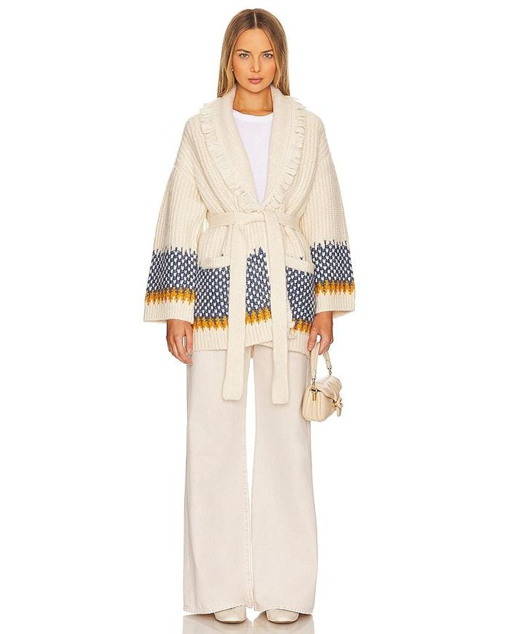 Tularosa White Malena Chunky Fairisle Cardigan