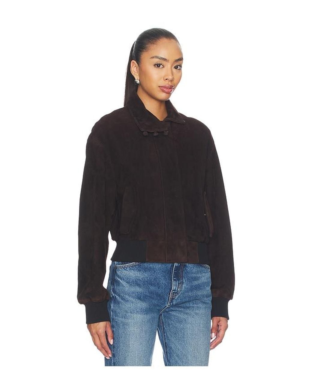 SAU LEE Black Ronan Suede Bomber Jacket