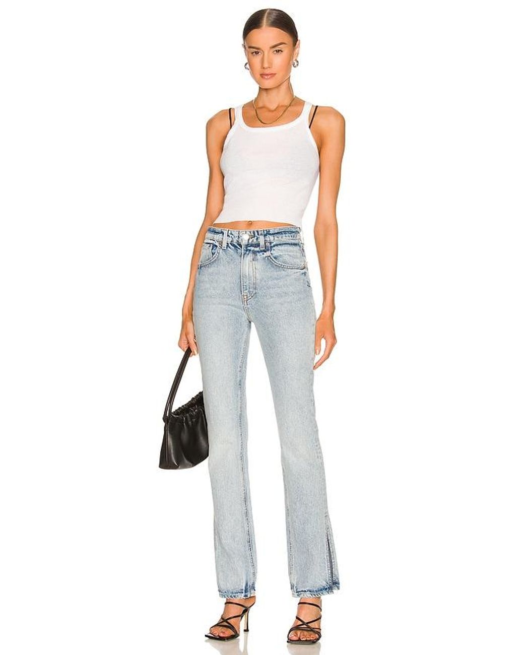 GRLFRND Blue Harlow High Rise Boot Jeans