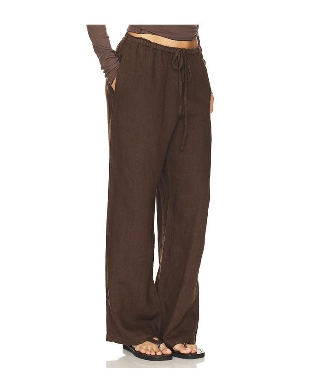 VIR VITA Brown Delphine Linen Pant