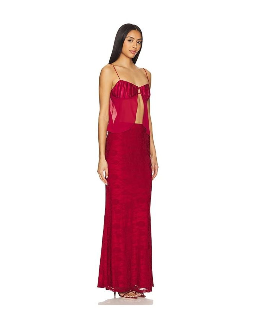 MORE TO COME Red Ceci Maxi Skirt Set