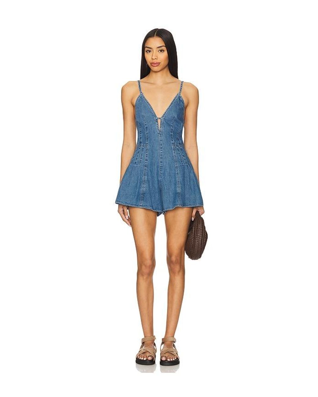 Free People Blue X We The Free Nostalgia Ultra Shortall