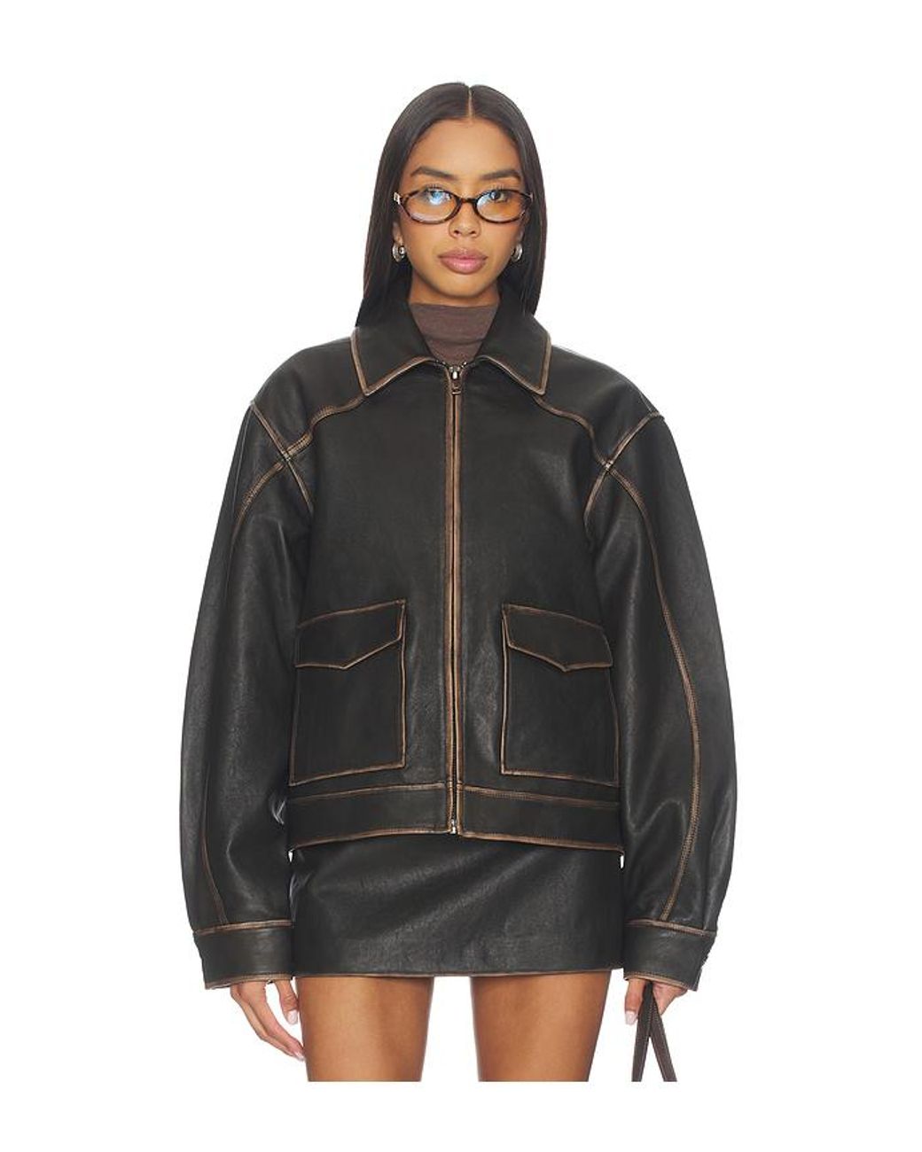 Mimchik Black Pint Leather Jacket