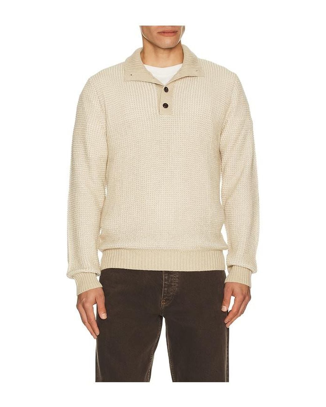 Faherty Brand Strick Quarter Button in Natural für Herren
