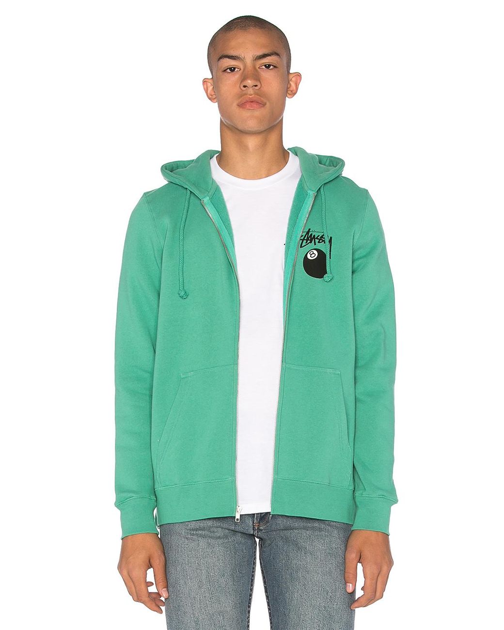 Stussy Cotton 8 Ball Zip Hoody in Green 
