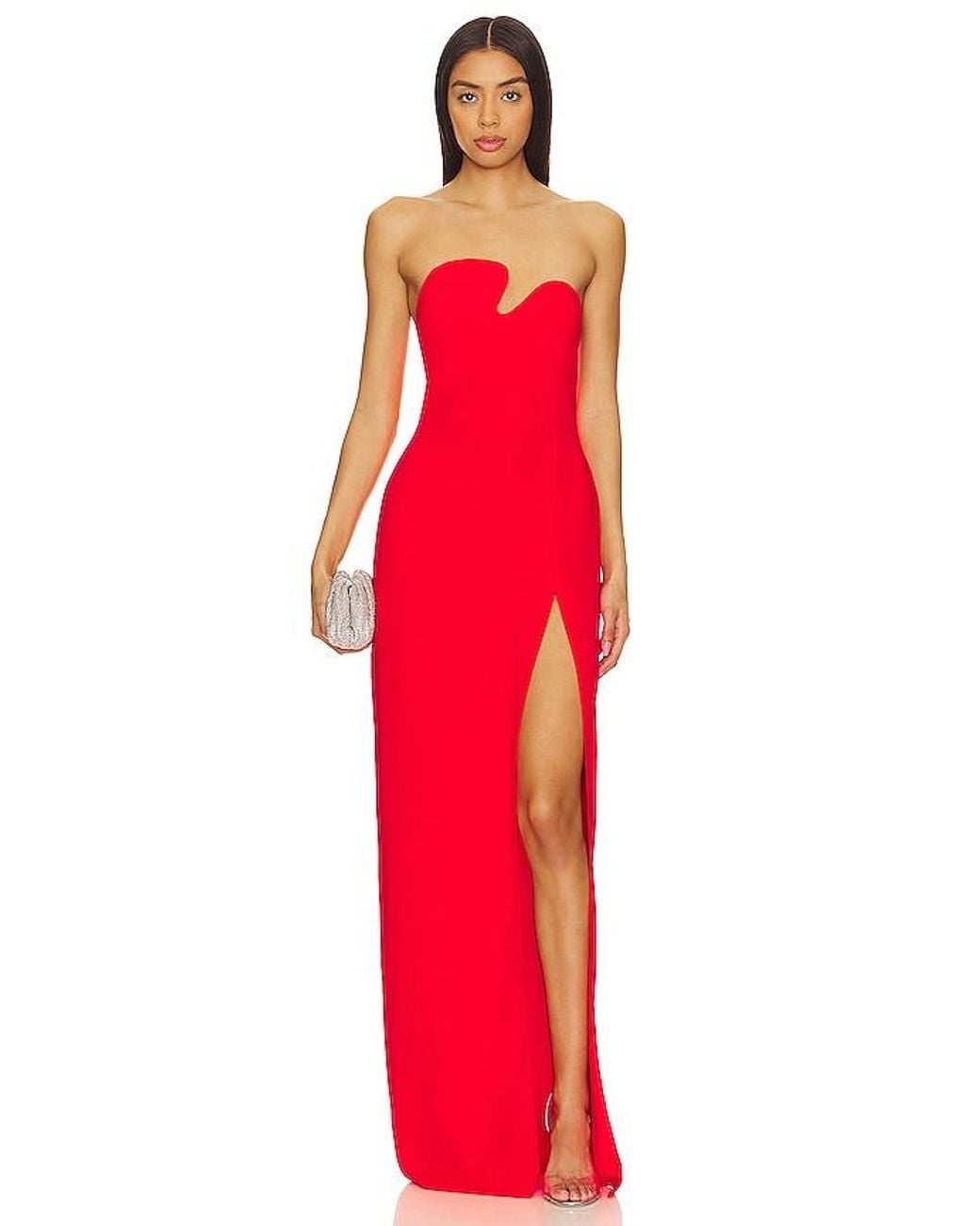 Amanda Uprichard Red X Revolve Strapless Puzzle Gown