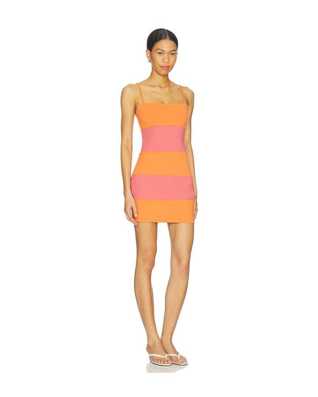 Susana Monaco Orange String Colorblock Mini Dress