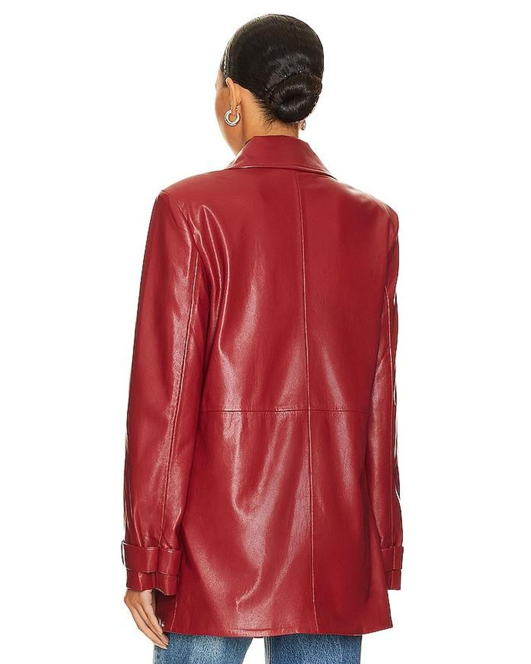 House of Harlow 1960 Red X Revolve Bordeaux Faux Leather Blazer