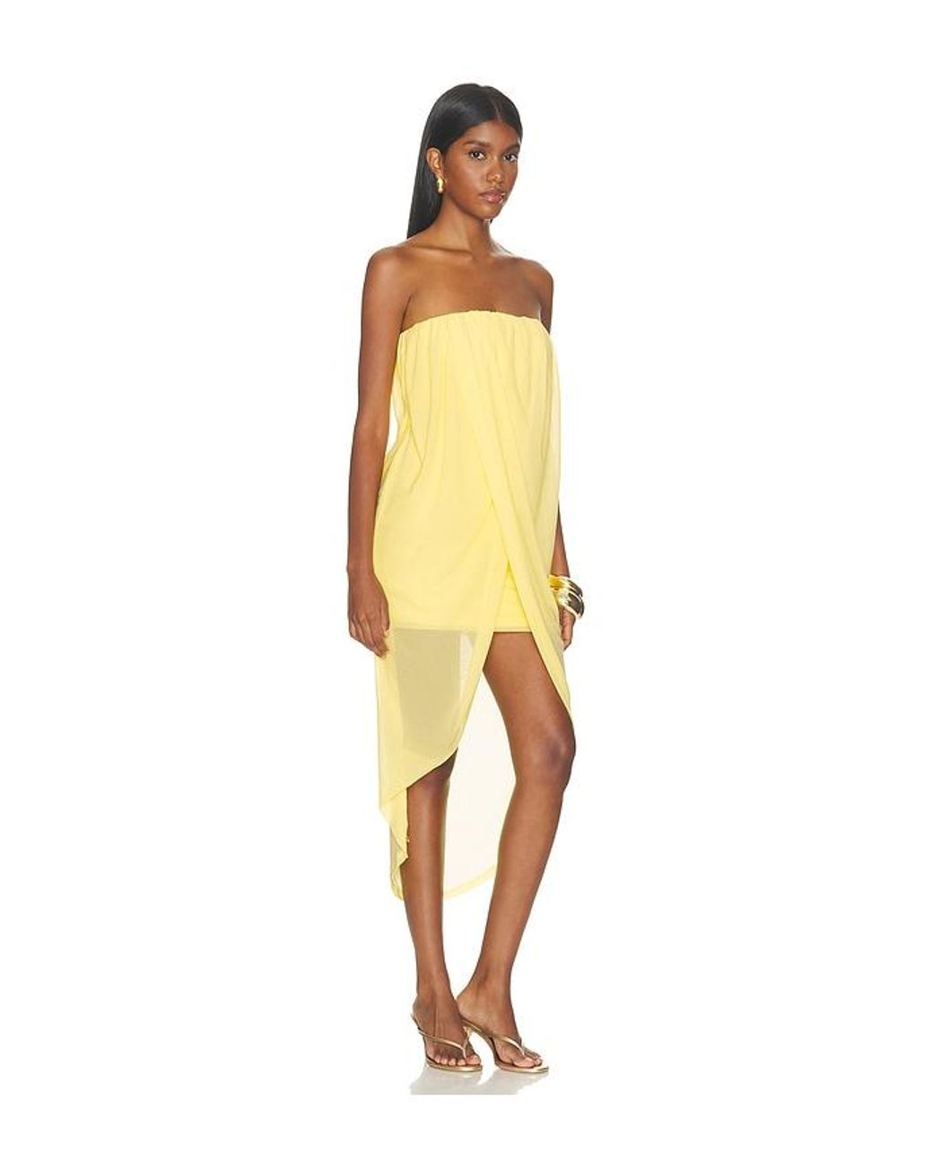superdown Yellow Ellis Strapless Midi Dress