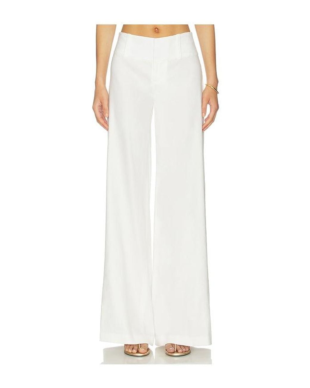 Alice + Olivia White Olivia Wide Leg Cuffed Pant