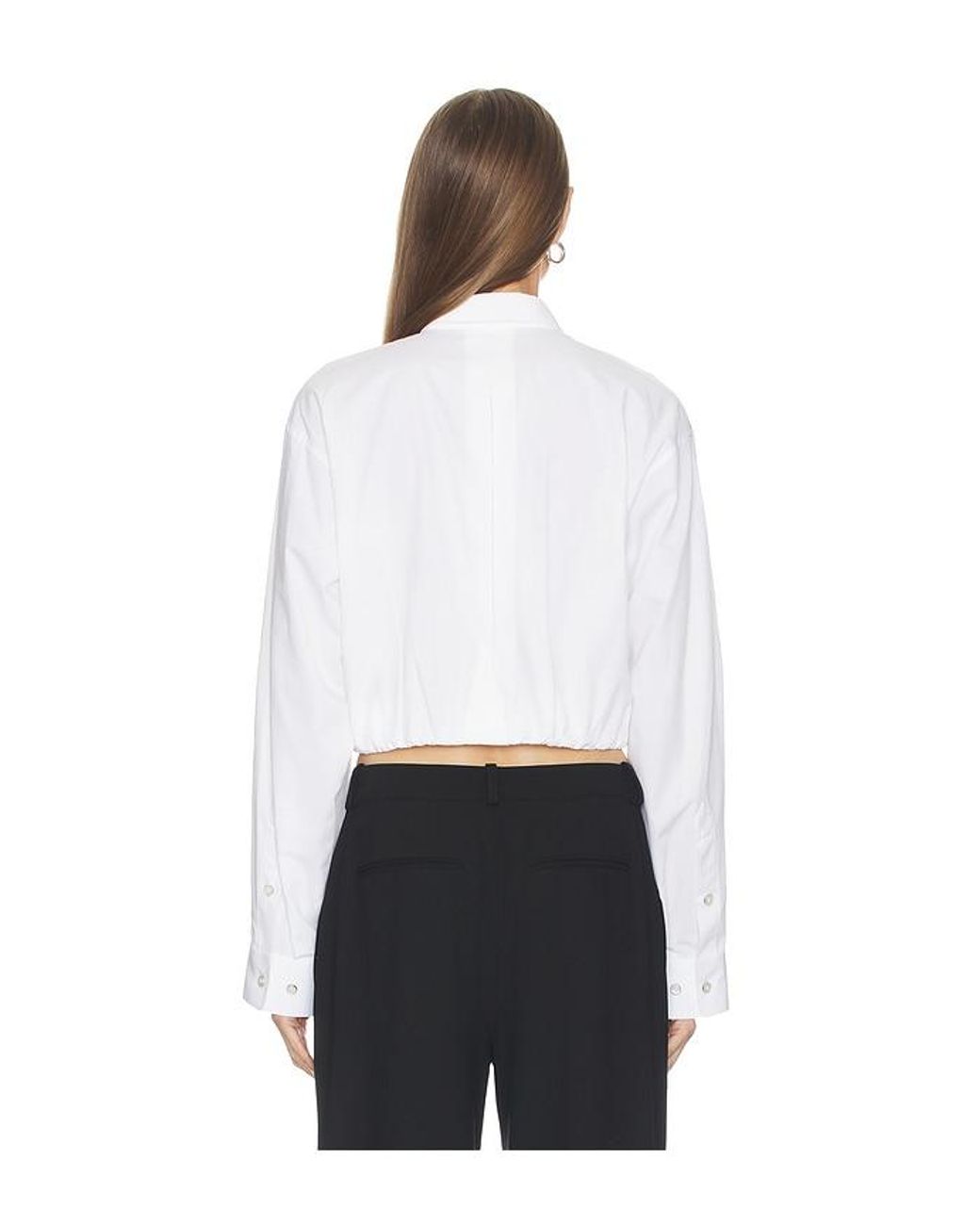 Helmut Lang White Cropped Gather Shirt