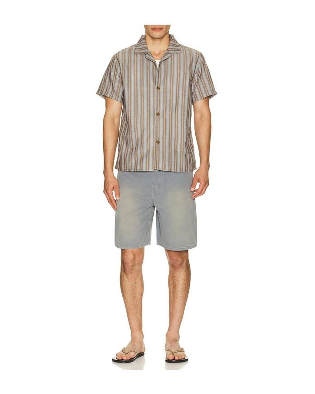 Rhythm Brown Vacation Stripe Shirt for men