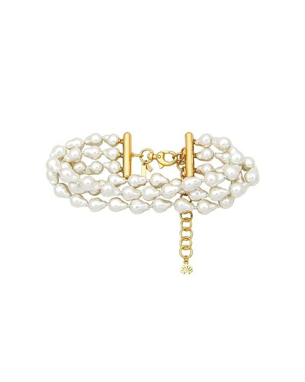 Lele Sadoughi Metallic Jackie Pearl Triple Row Choker