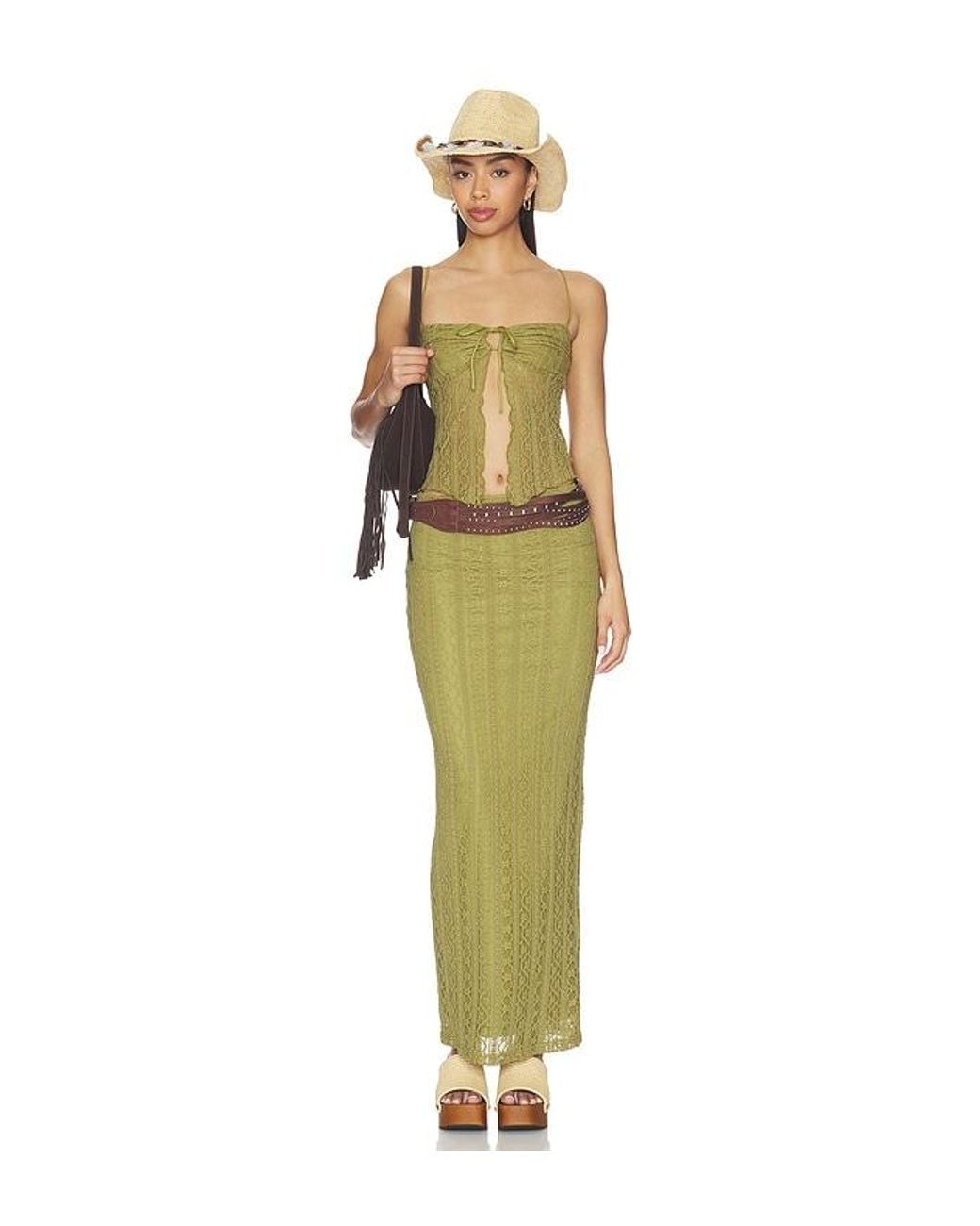MORE TO COME Green Lali Maxi Skirt Set