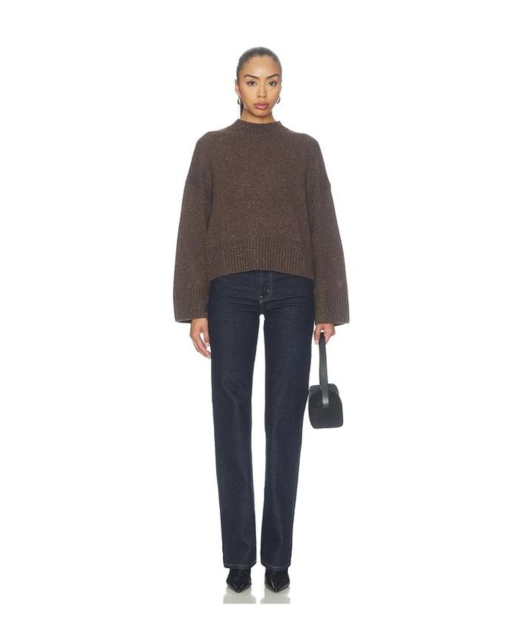 VIR VITA Brown Bettina Cashmere Mock Neck Sweater