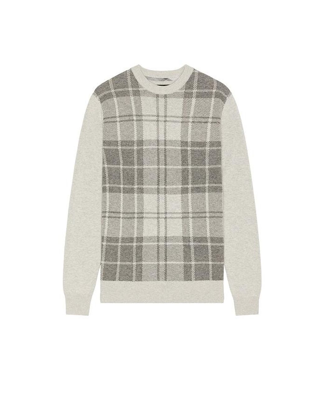 Barbour Gray Mineral Tartan Crew Sweater for men