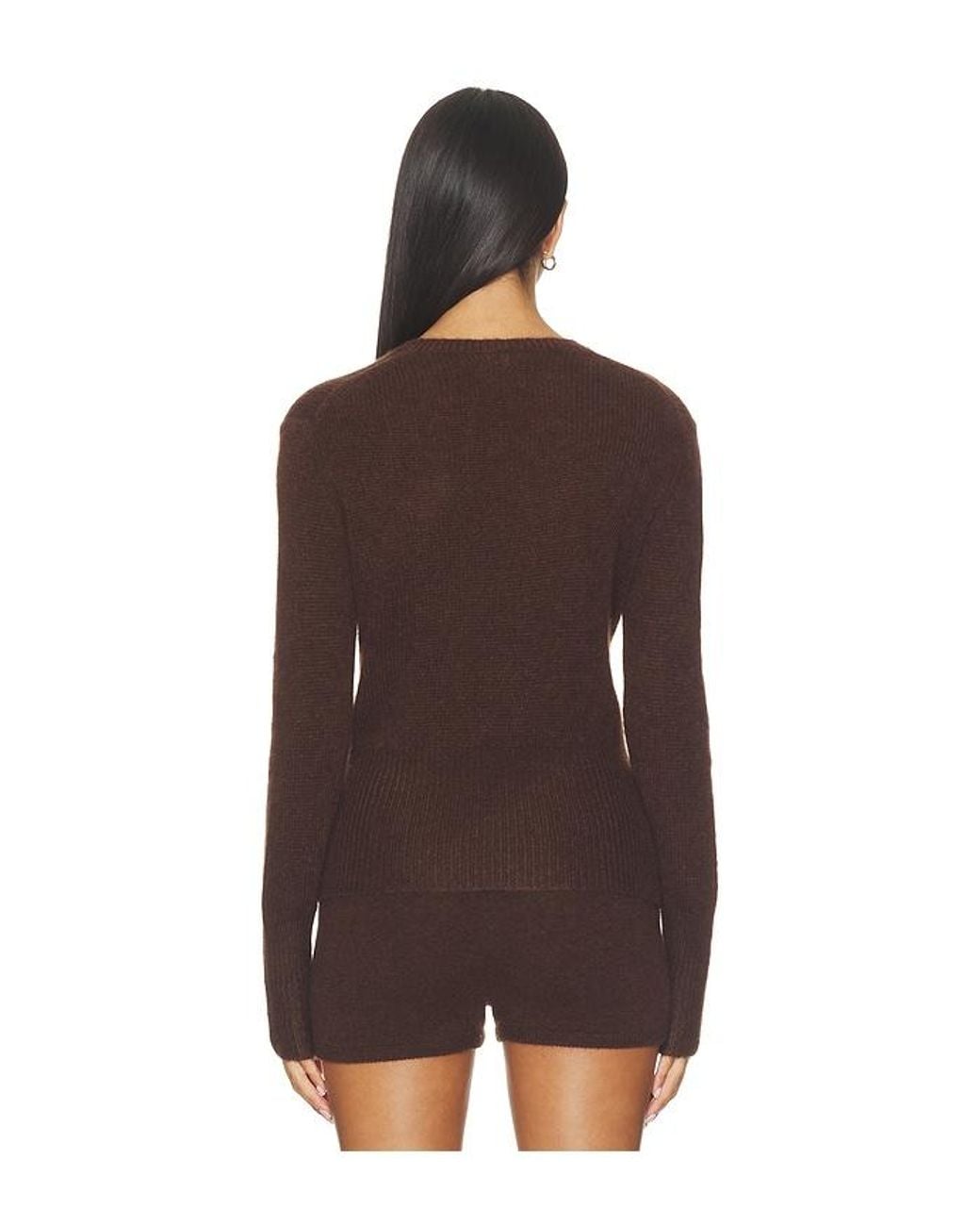 W. Cashmere Brown Laurel Cinched Waist Sweater