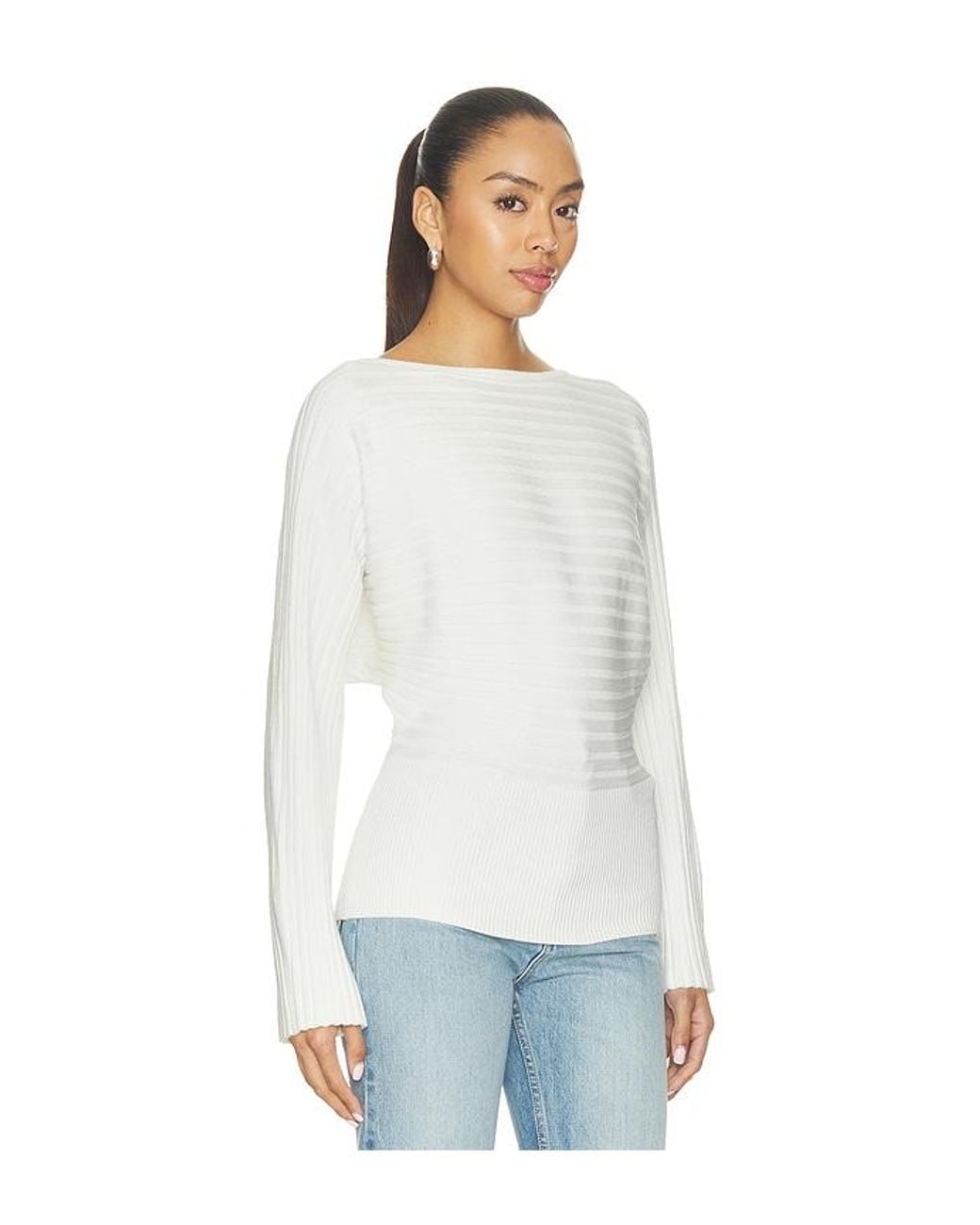 Knit Ribbed Purple Top L'academie 'Academie Amal Rib Knit Top in White | Lyst