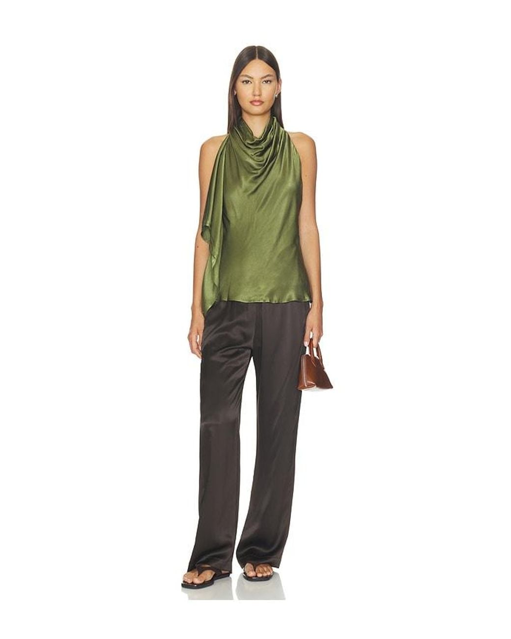 Bardot Green Sierra Drape Front Top