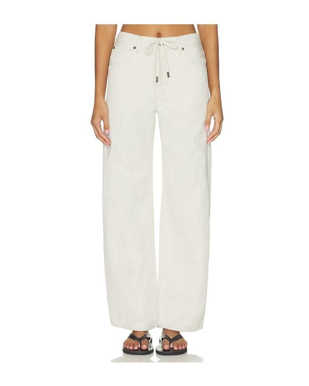 FRAME White The Off Duty Drawstring Bow Jeans