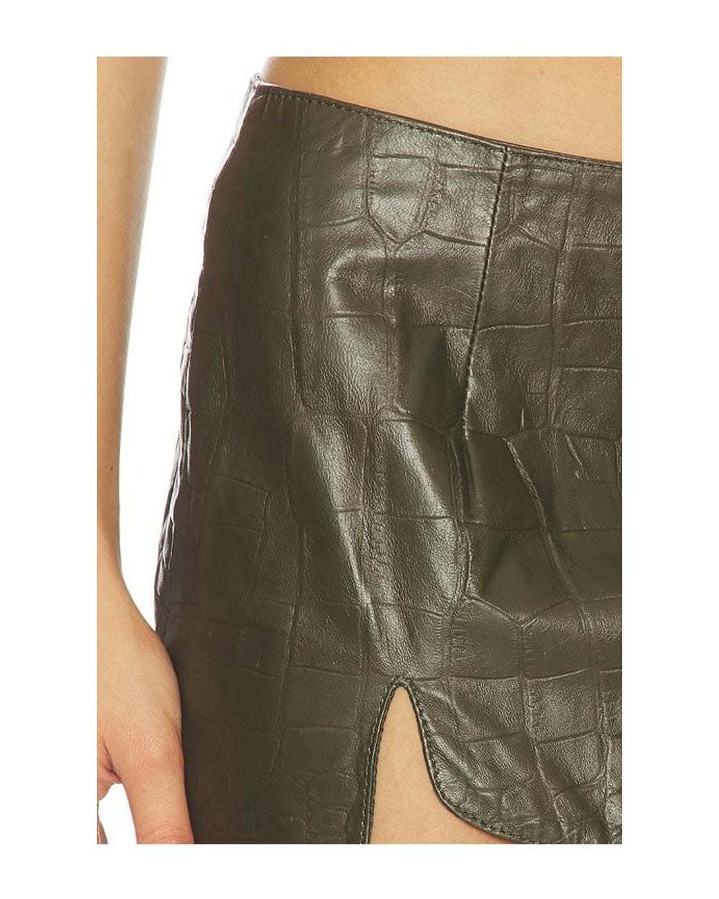 MOTHER OF ALL Green Ivy Leather Mini Skirt