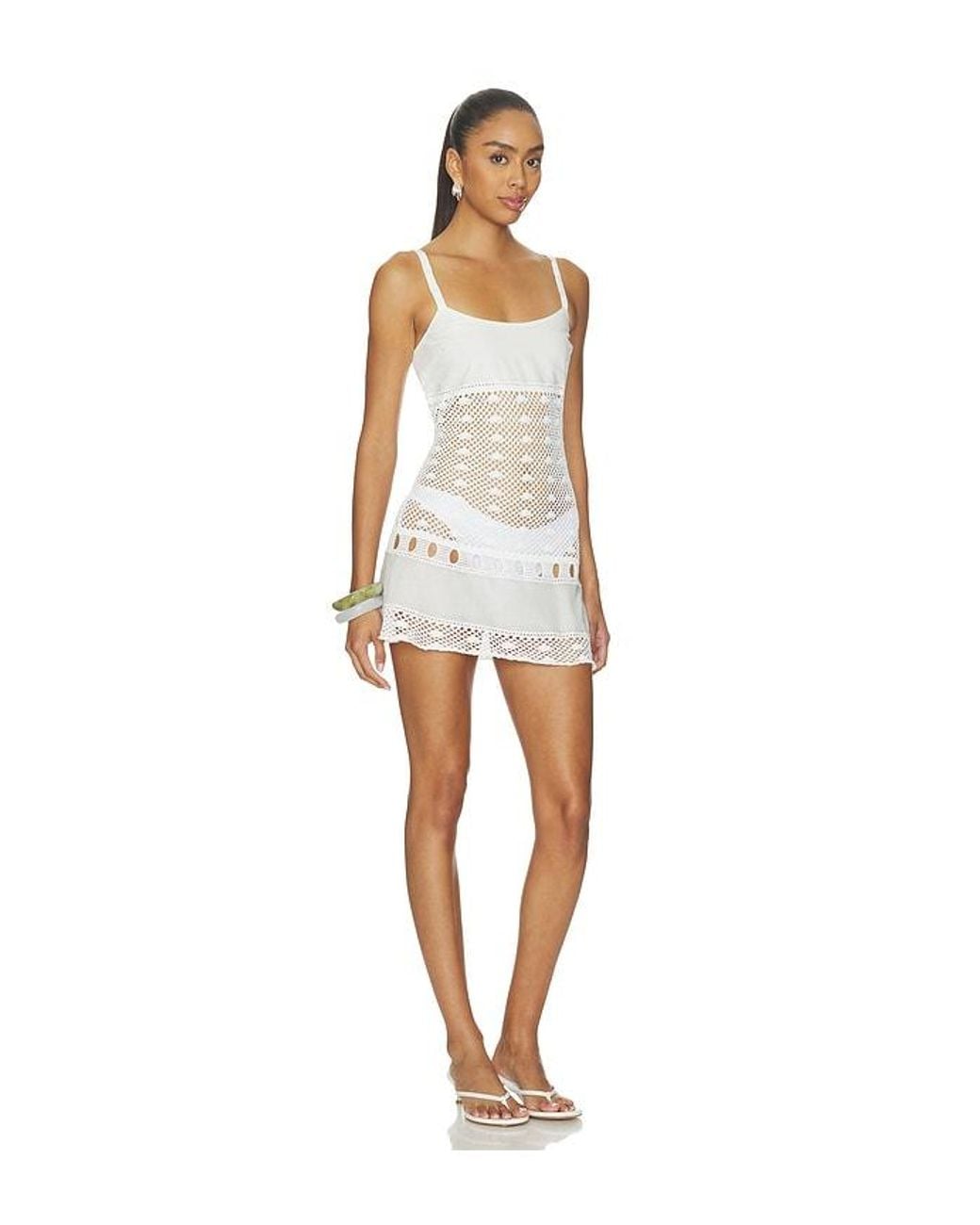 Frankie's Bikinis White X Jennie International Angel Crochet Mini Dress