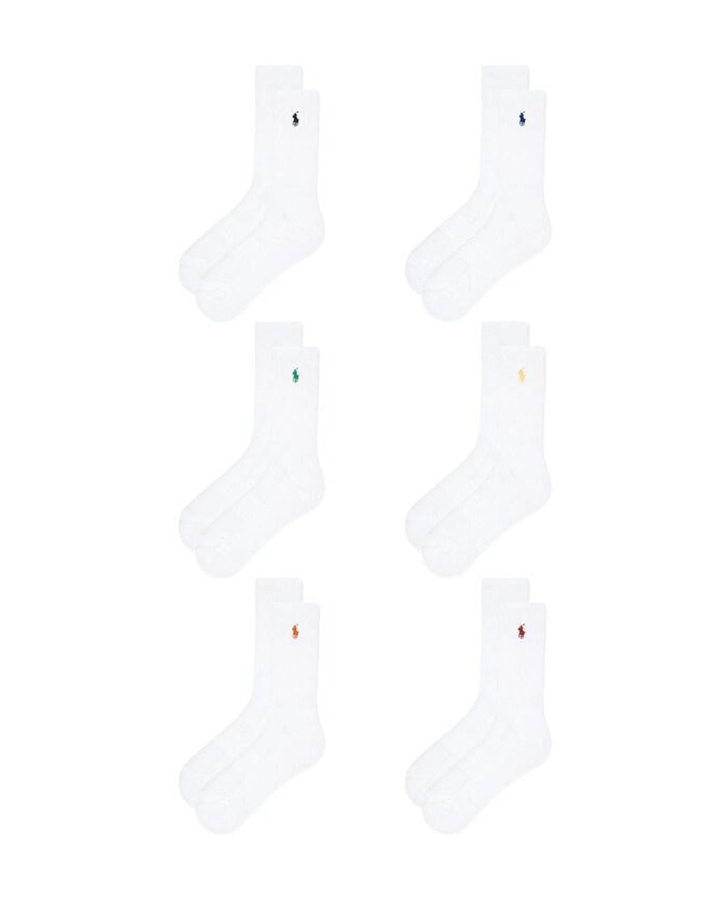 Polo Ralph Lauren White Performance Solid Socks 6-Pack for men