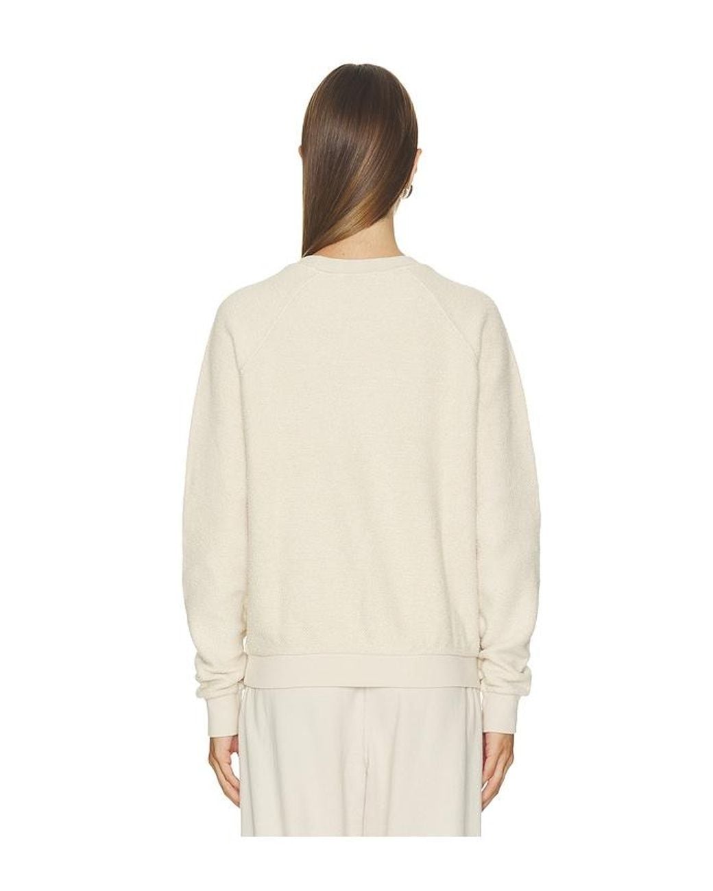 PERFECTWHITETEE Natural Ziggy Inside Out Fleece Long Sleeve Shrunken Crewneck Sweatshirt