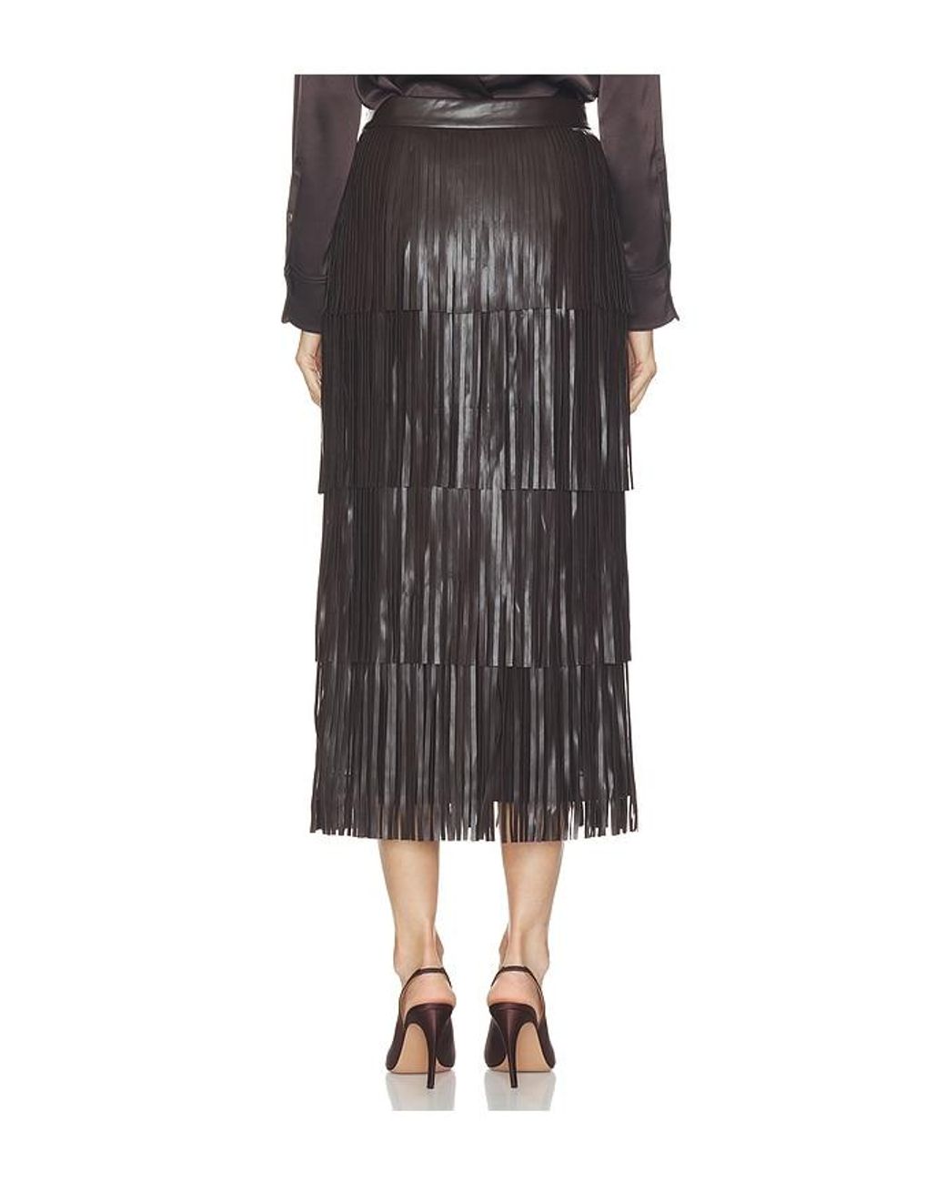 Simon Miller Black Za Za Faux Leather Fringe Skirt