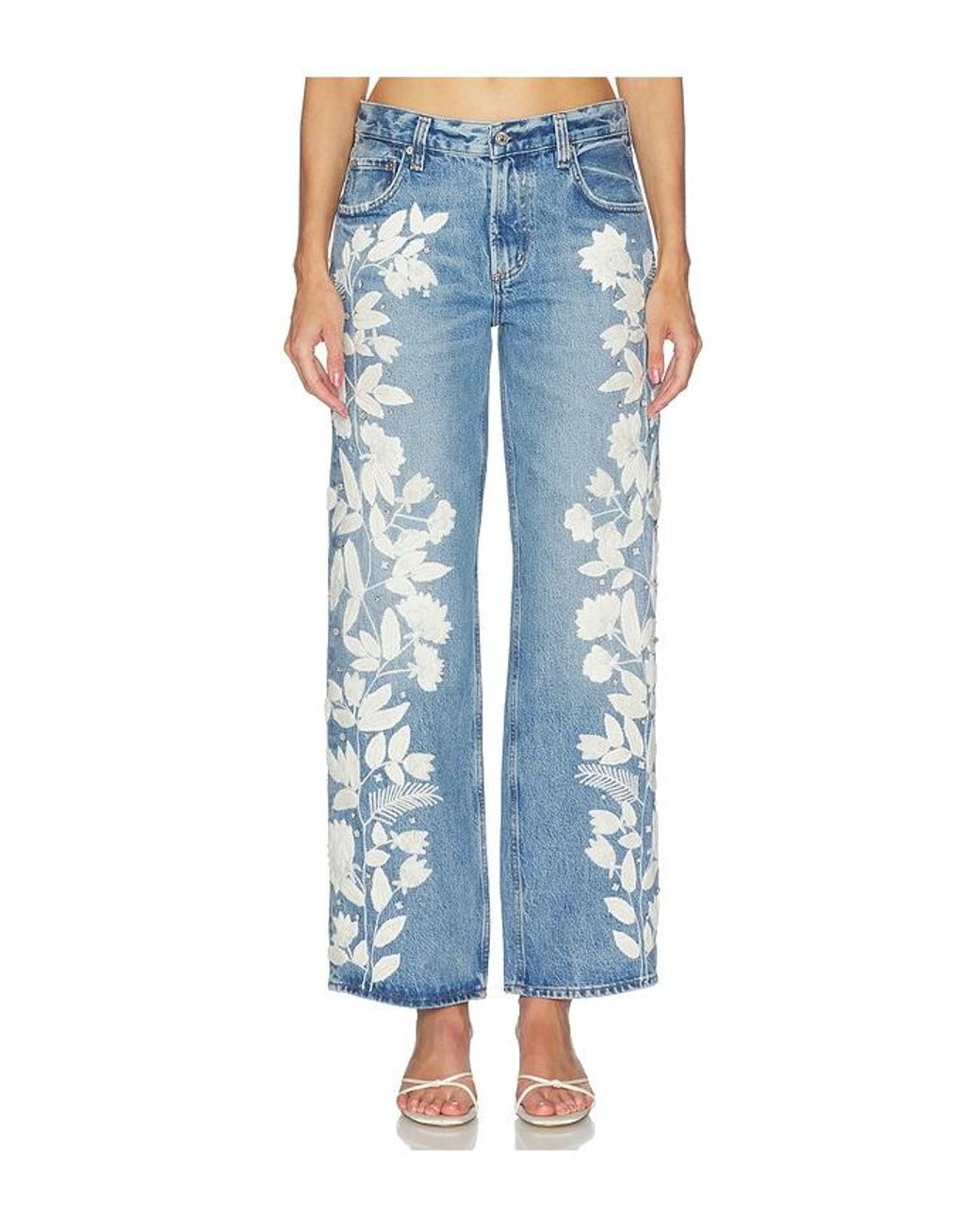 Citizens of Humanity Blue Lindz Straight W/ Floral Embroidery
