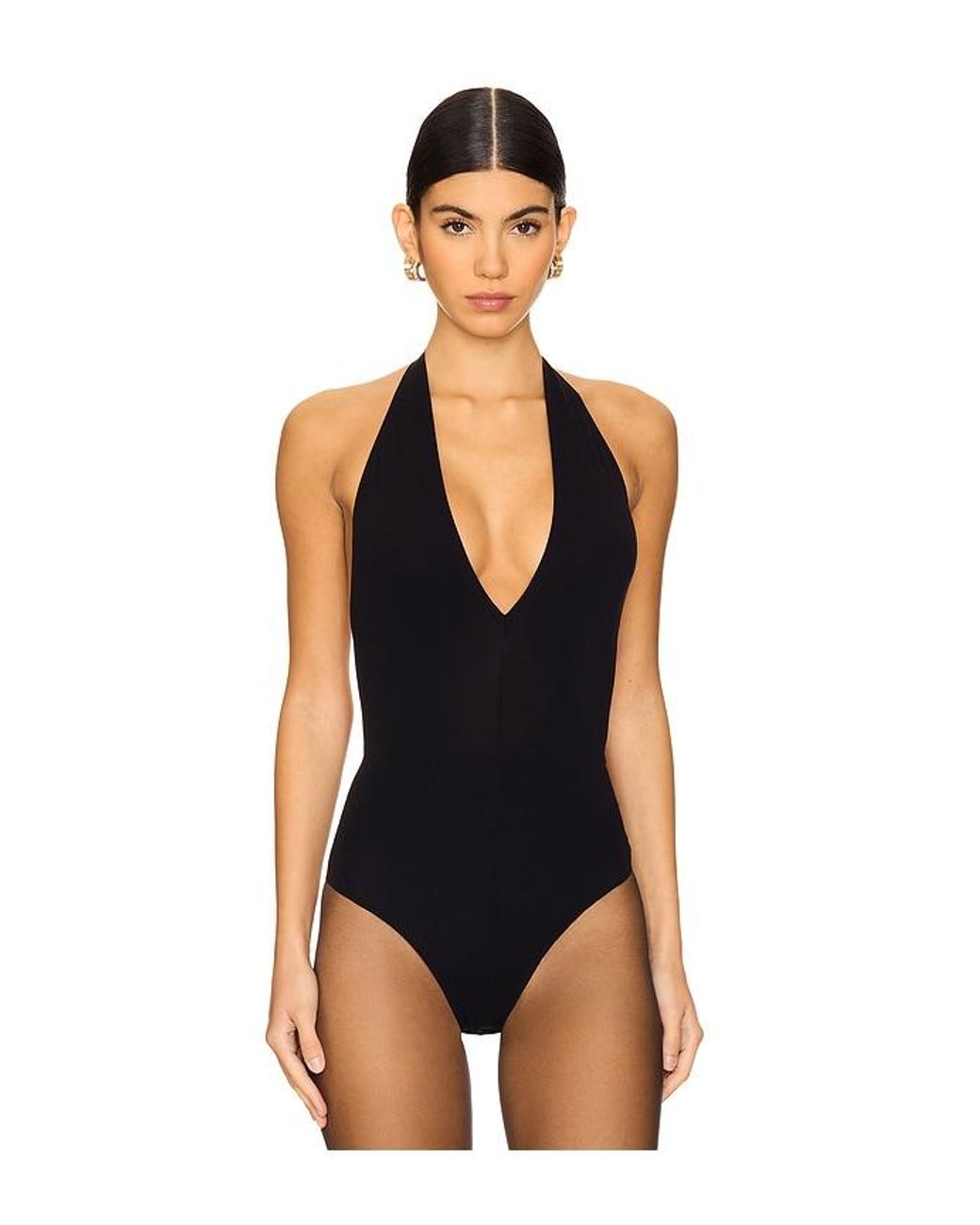 Commando Black Ballet Deep Plunge Halter Bodysuit
