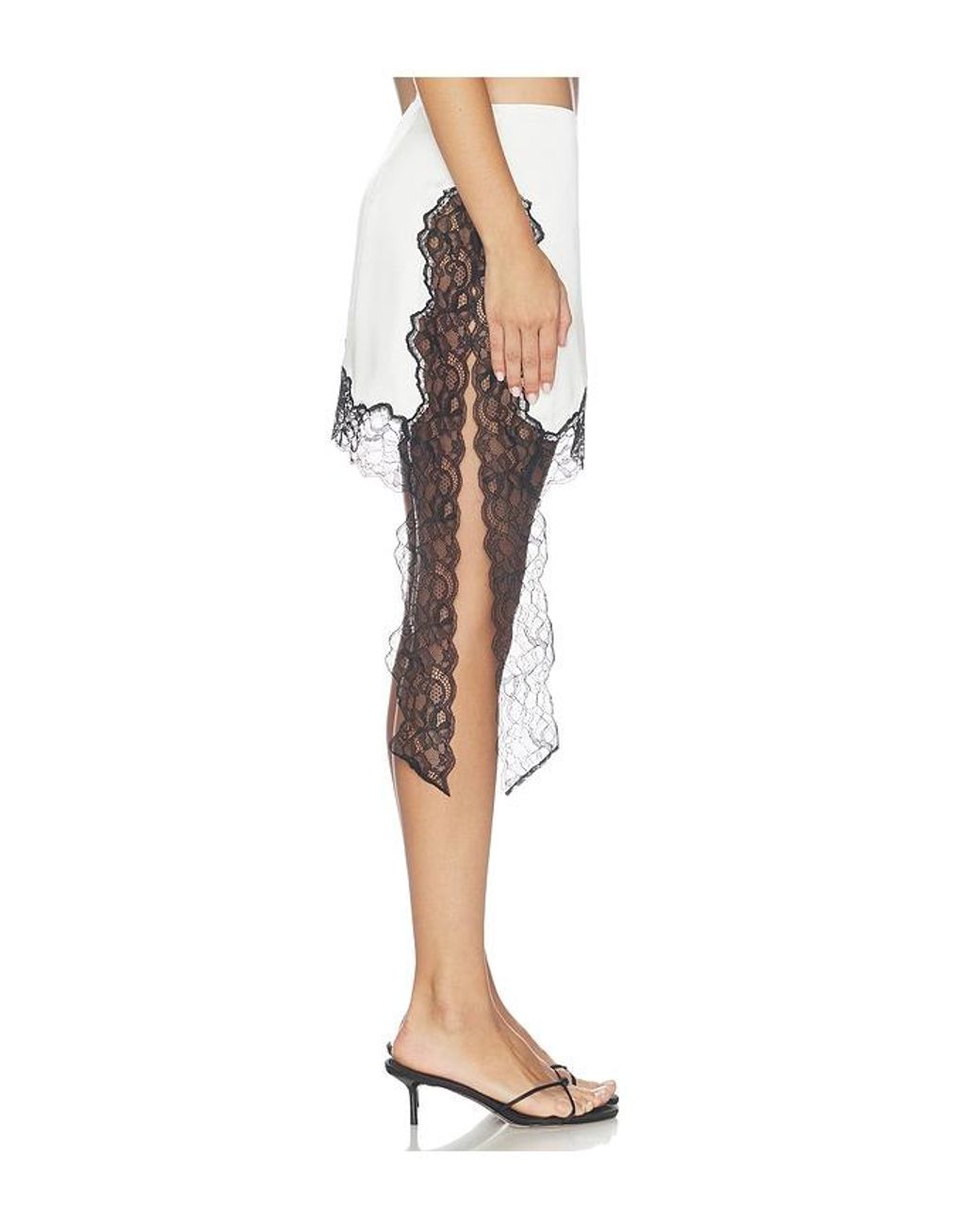 Naked Wardrobe White Silk Lace Mini Skirt
