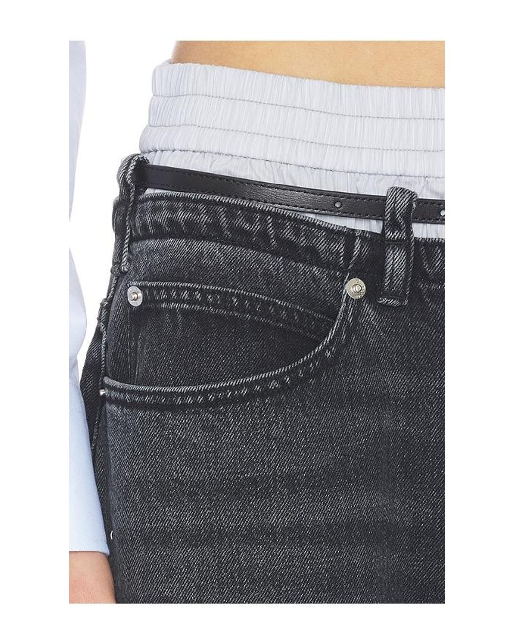 Alexander Wang Black Prestyle Blow Up Jeans With Leather Belt And Boxer