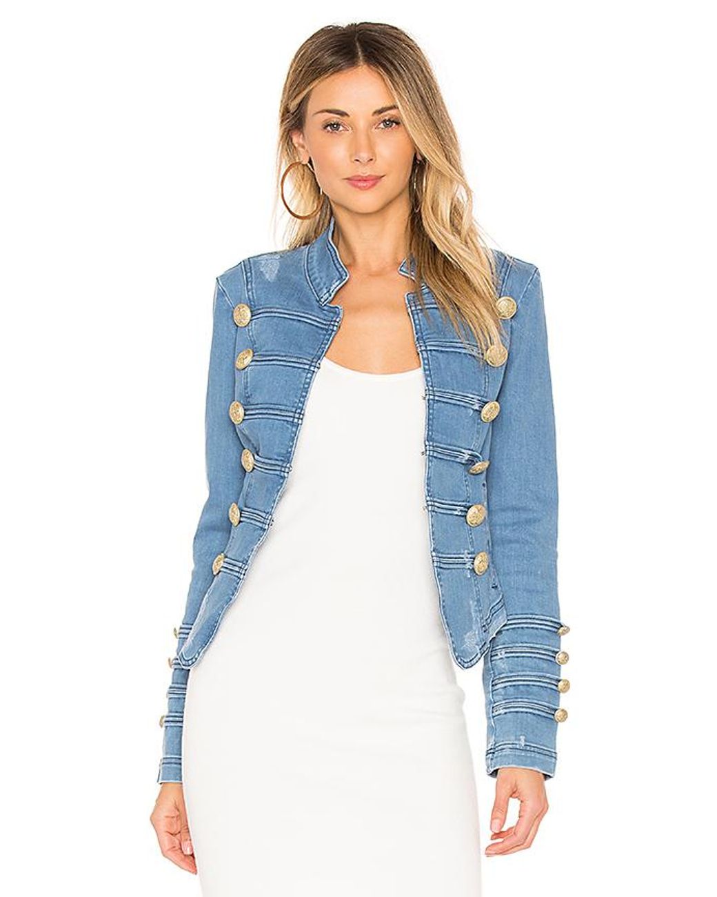 Fitted Military Denim Jacket 