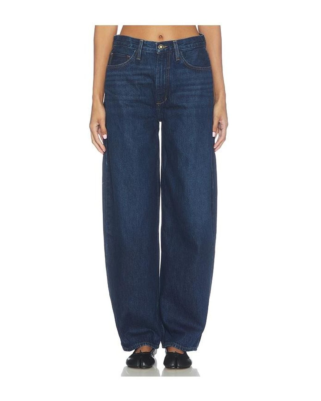 FAVORITE DAUGHTER Blue The Mercer Mid Rise Easy Barely Barrel Jean