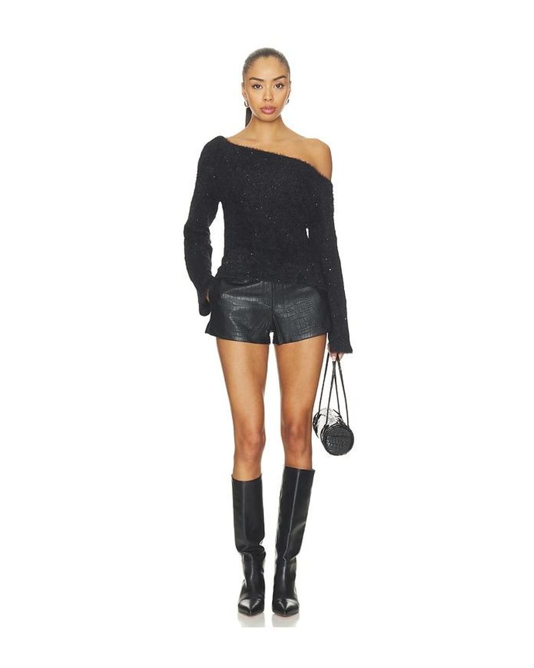 SNDY'S Black Crystal Sequin Knit Jumper