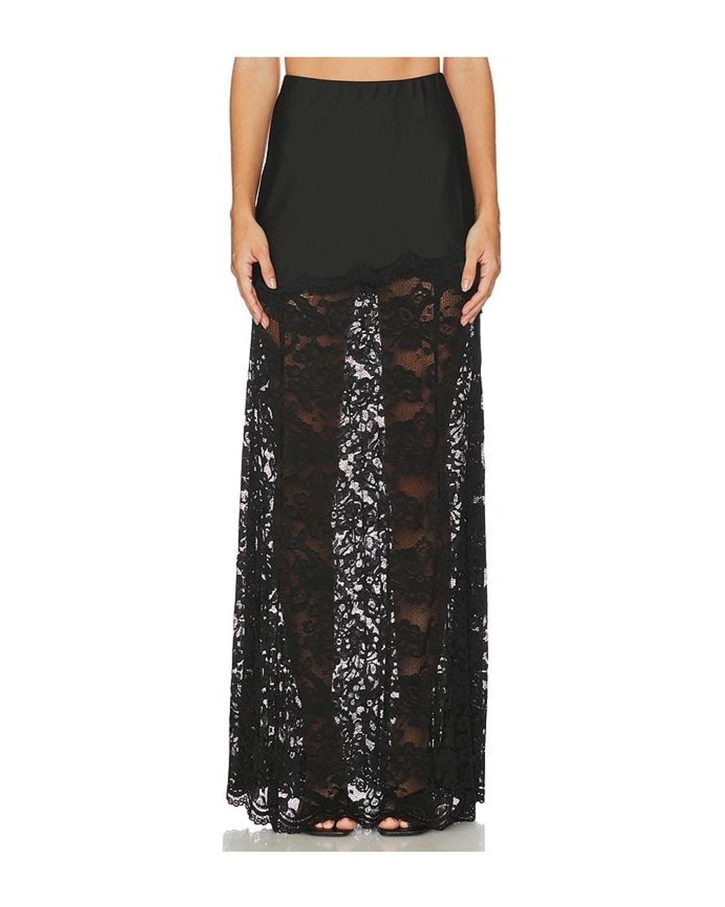 Generation Love Black Perrine Lace Combo Satin Skirt