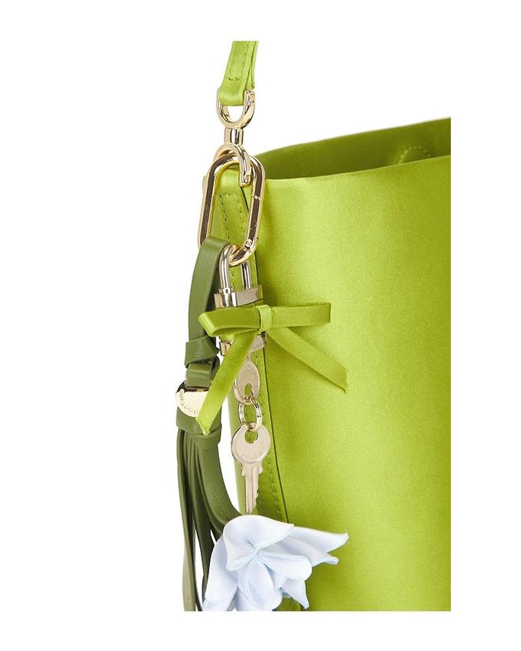 Self-Portrait Green Satin Bucket Bag