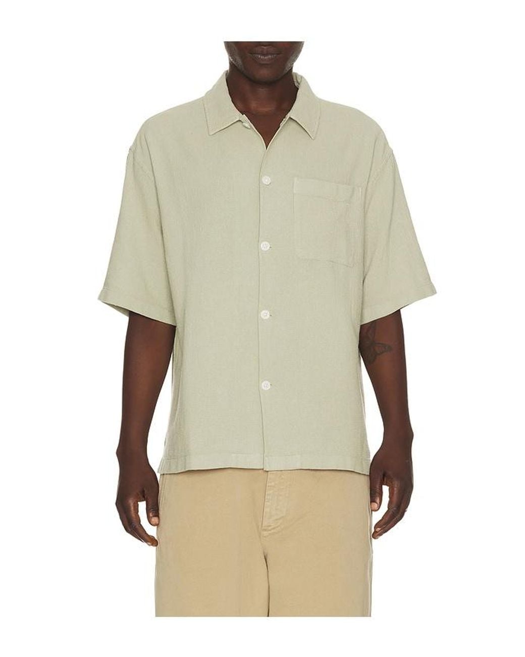FRAME Natural Open Weave Short Sleeve Shirt for men