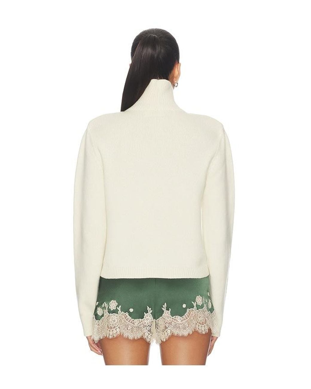 Rohe Green Statement Shoulder Cropped Turtleneck Sweater