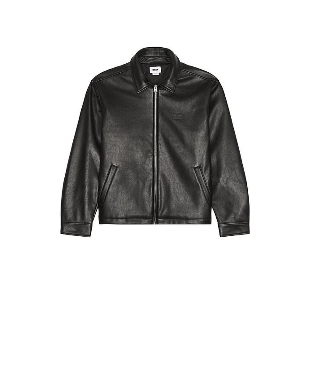 Obey Black Workman Pu Jacket for men