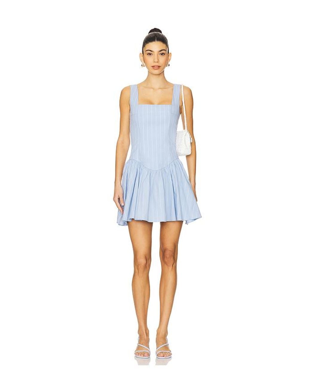 princess polly baby blue dress Womens Blue Textured Corset Mini Dress main image 0