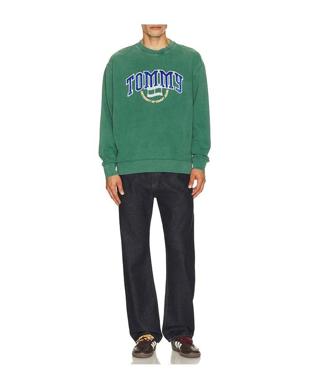 Tommy Hilfiger Green Relaxed Varsity Crest Crewneck Sweatshirt for men